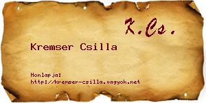 Kremser Csilla névjegykártya